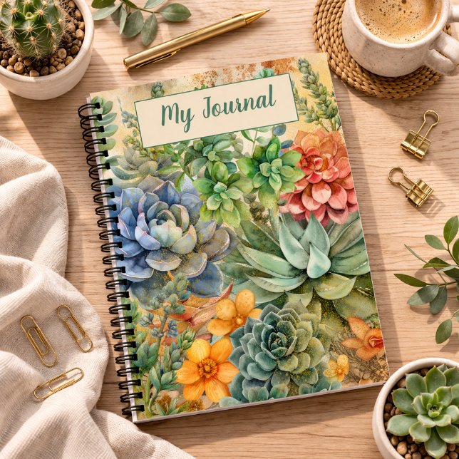 Variety Of Succulents Personalized Notebook (Creator Uploaded)