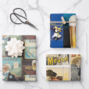 Variety Pack of three (3) designs of  Wrapping Paper Sheet