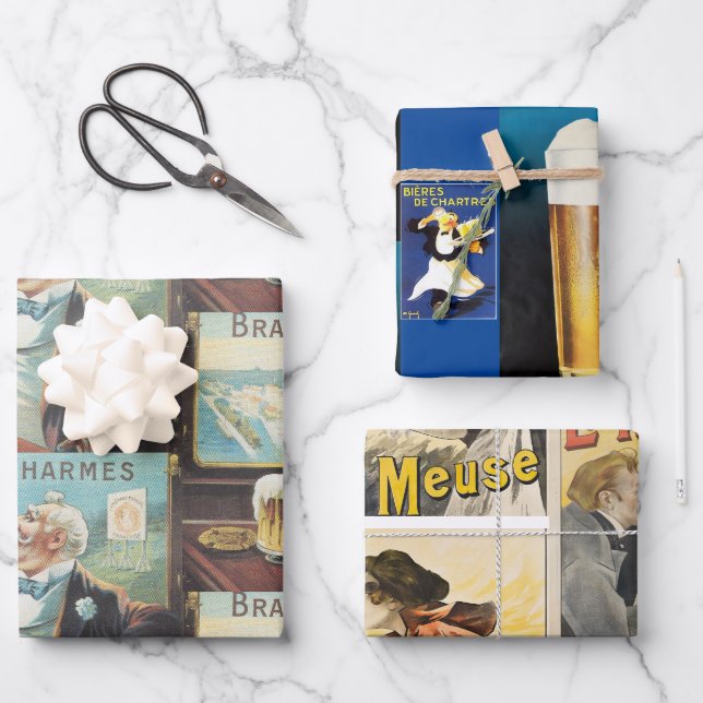 Variety Pack of three (3) designs of  Wrapping Paper Sheet (Front)