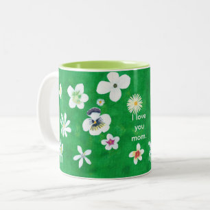 Variety White Flowers I love you Mom Mugs