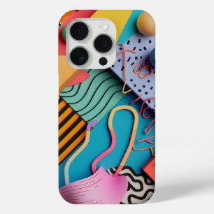 Various 3D shapes with line patterns iPhone 15 Pro Case