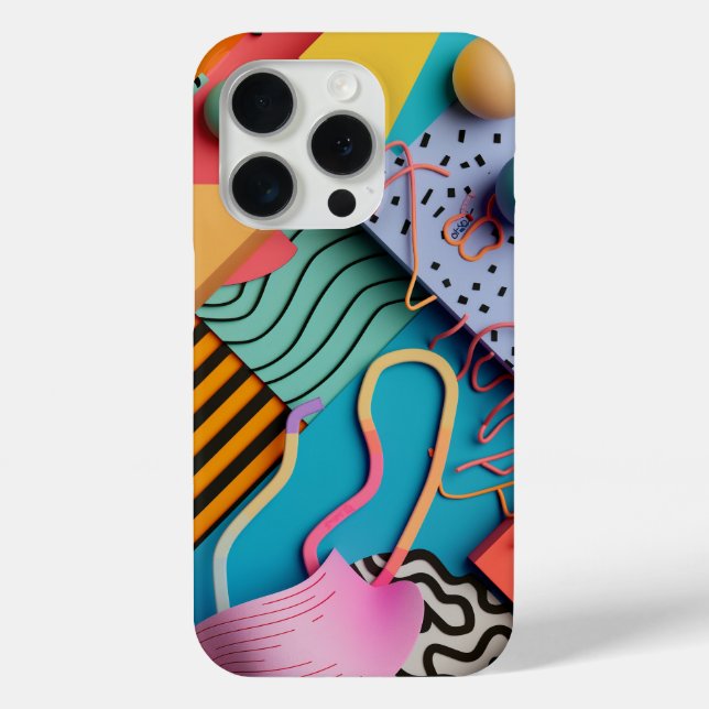 Various 3D shapes with line patterns Case-Mate iPhone Case (Back)
