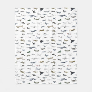 Various American Military Airplanes Fleece Blanket
