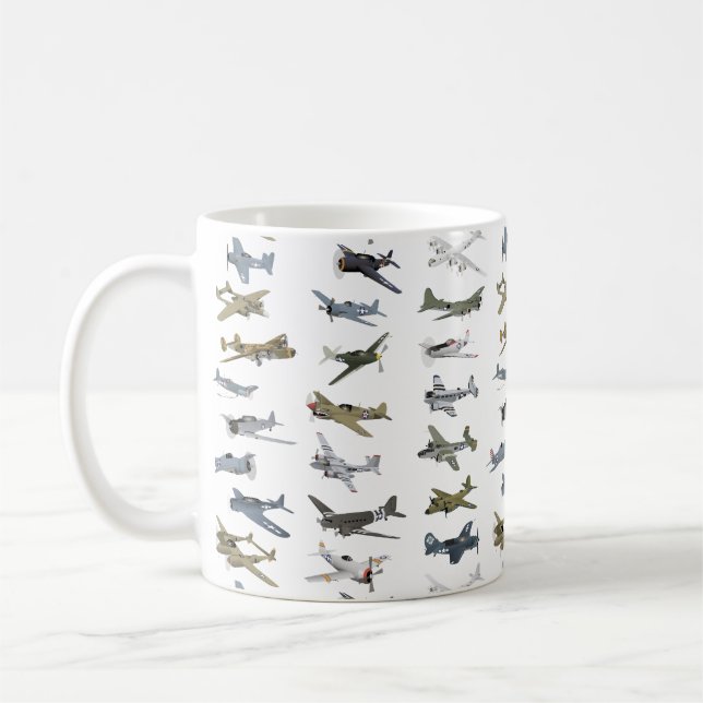 Various American WW2 Airplanes Coffee Mug (Left)