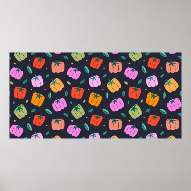 Various bell peppers, seamless pattern, sweet pepp poster (Front)