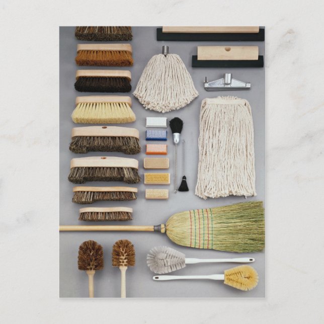 Various brush heads and mops postcard (Front)