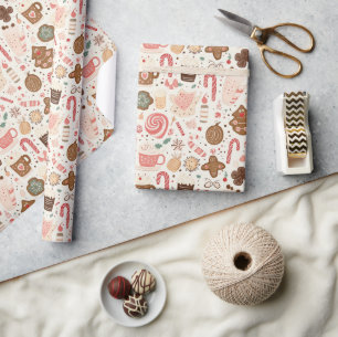 Various Candy and Christmas Sweets  Wrapping Paper