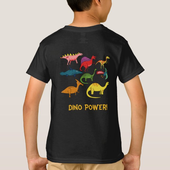 Various Cartoon Dinosaurs in Many Colours T-Shirt (Back)
