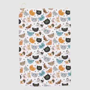 Various cat faces pattern golf towel