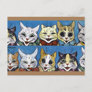 Various Cats Looking Out, Louis Wain Postcard