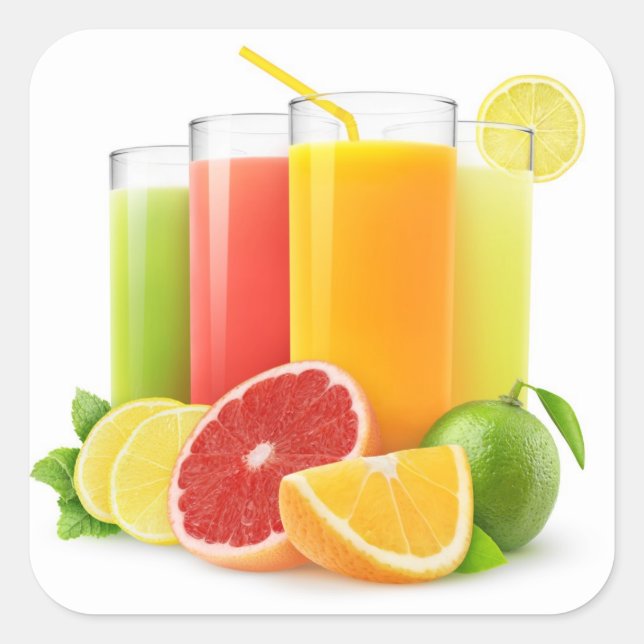 Various citrus juices square sticker (Front)