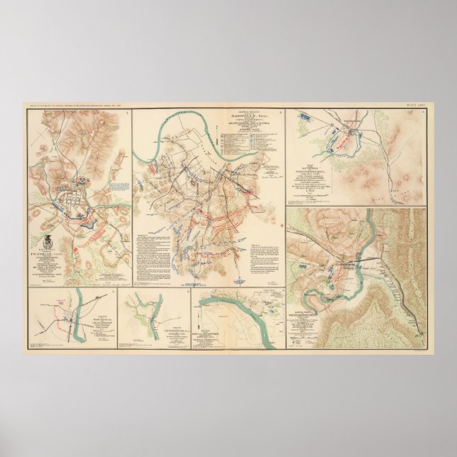 Various Civil War Battlefields Vintage Map (1895) Poster (Front)