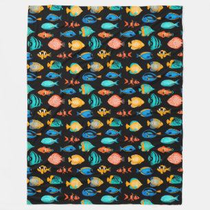 Various colorful tropical fish pattern fleece blanket
