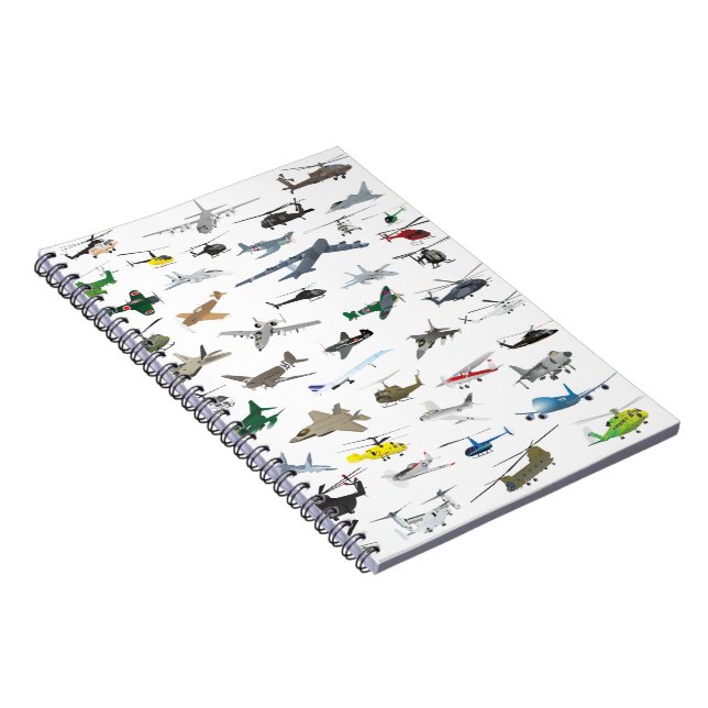 Various Colourful Airplanes and Helicopters Notebook (Right Side)