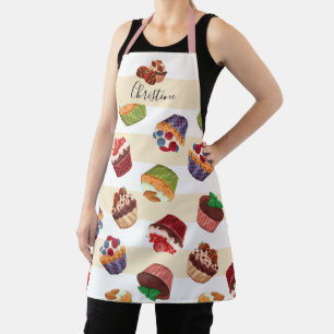 Various colourful cupcakes pattern custom apron