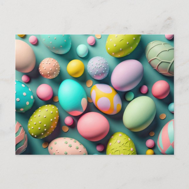 Various Colourful Cute Easter Eggs Postcard (Front)
