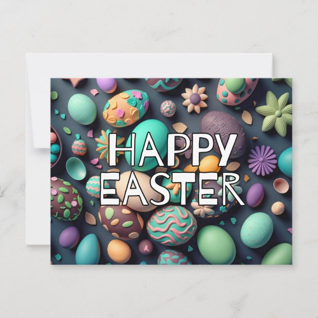 Various Colourful Delicious Easter Eggs Holiday Card (Front)