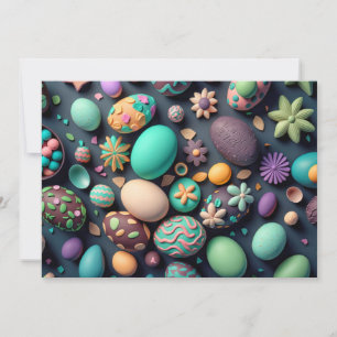 Various Colourful Delicious Easter Eggs Holiday Card