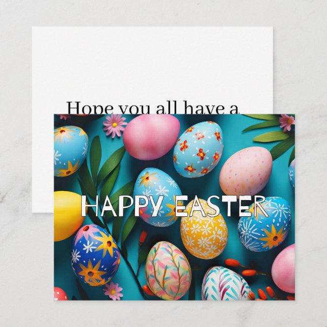 Various Colourful Festive Easter Eggs Holiday Card (Front/Back)
