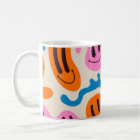 Various colourful melting smiling Faces. Lava lamp