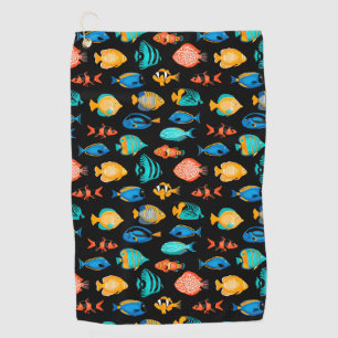 Various colourful tropical fish pattern golf towel