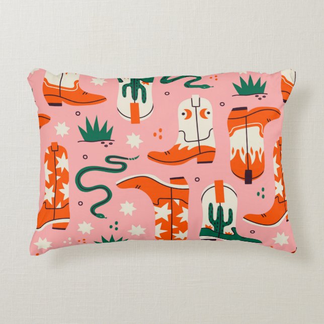 Various cowboy boots pattern accent pillow (Front)