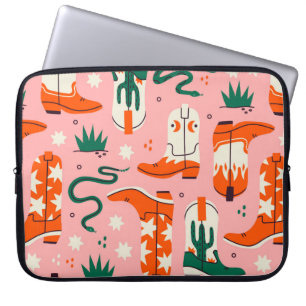 Various cowboy boots pattern laptop sleeve