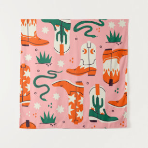 Various cowboy boots pattern tapestry