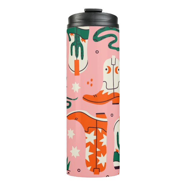 Various cowboy boots pattern thermal tumbler (Front)