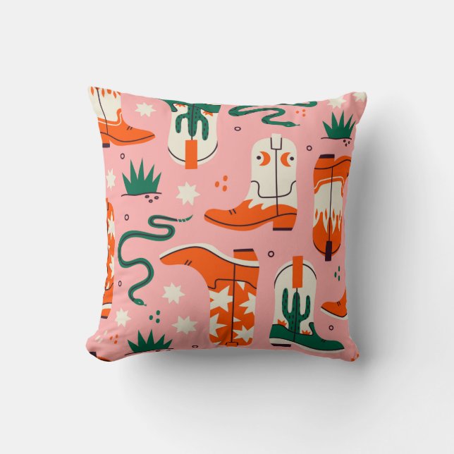 Various cowboy boots pattern throw pillow (Front)