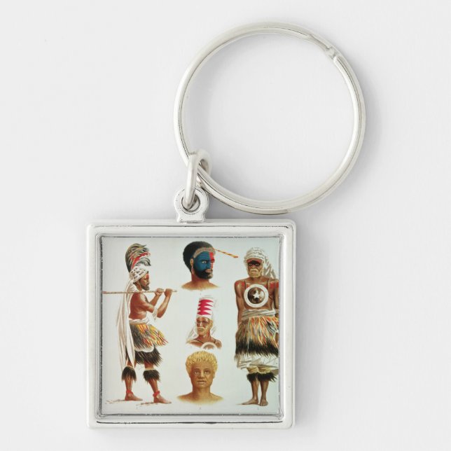 Various Dancing Costumes Worn at Nakello, Fiji Keychain (Front)