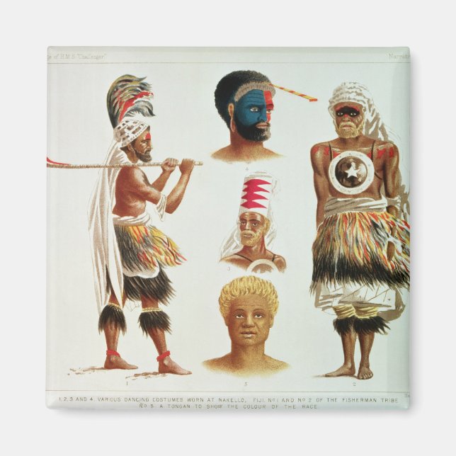 Various Dancing Costumes Worn at Nakello, Fiji Magnet (Front)