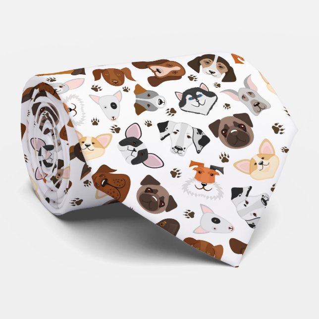 Various dog breed pattern tie (Rolled)