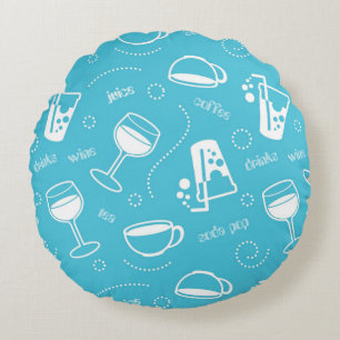 Various drinks round pillow