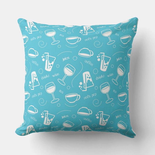 Various drinks throw pillow (Front)