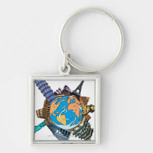 Various famous places of the world keychain