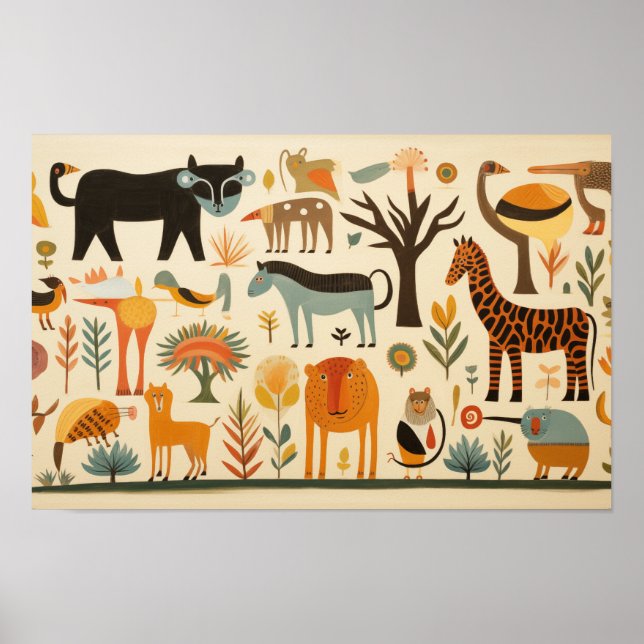 Various fantasy animals and plants poster (Front)