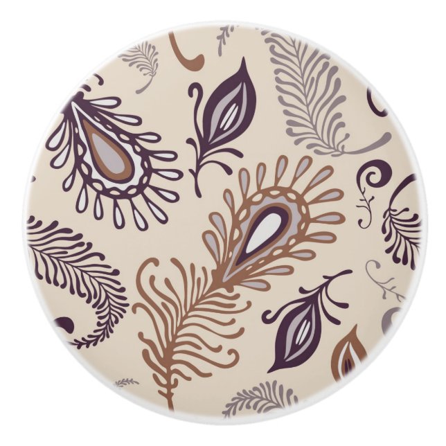 Various Feather Pattern Ceramic Knob (Front)