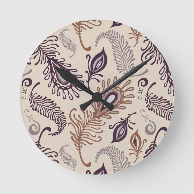 Various Feather Pattern Round Clock (Front)