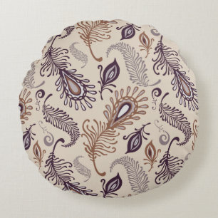 Various Feather Pattern Round Pillow