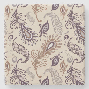 Various Feather Pattern Stone Coaster