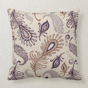 Various Feather Pattern Throw Pillow