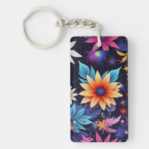 Various Flowersin Shades Pattern-24192 Keychain