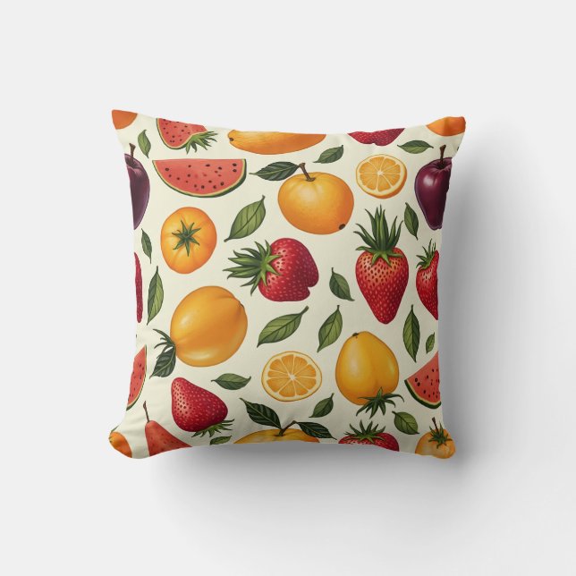 Various Fruits Throw Pillow (Front)