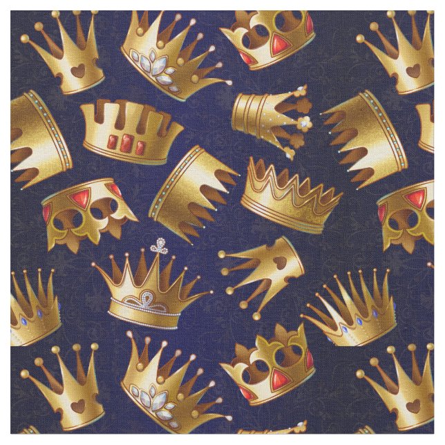 Various gold crowns pattern fabric (Close Up)