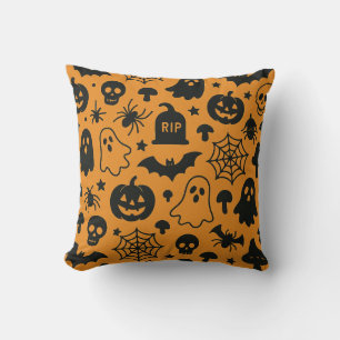 Various Halloween pattern images pliow Throw Pillow