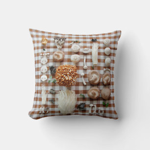 various mushrooms throw pillow