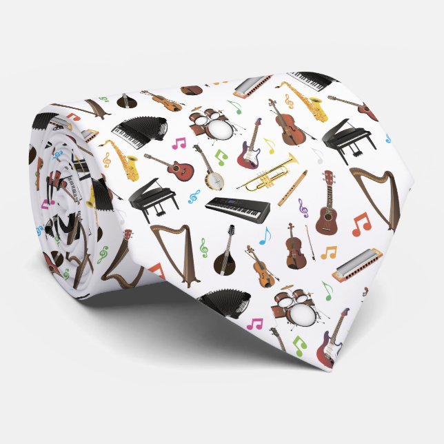 Various Musical Instruments Tie (Rolled)