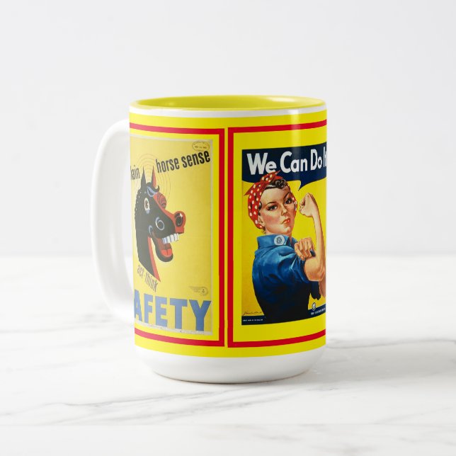 Various Old American Classic Posters Collage Two-Tone Coffee Mug (Front Left)