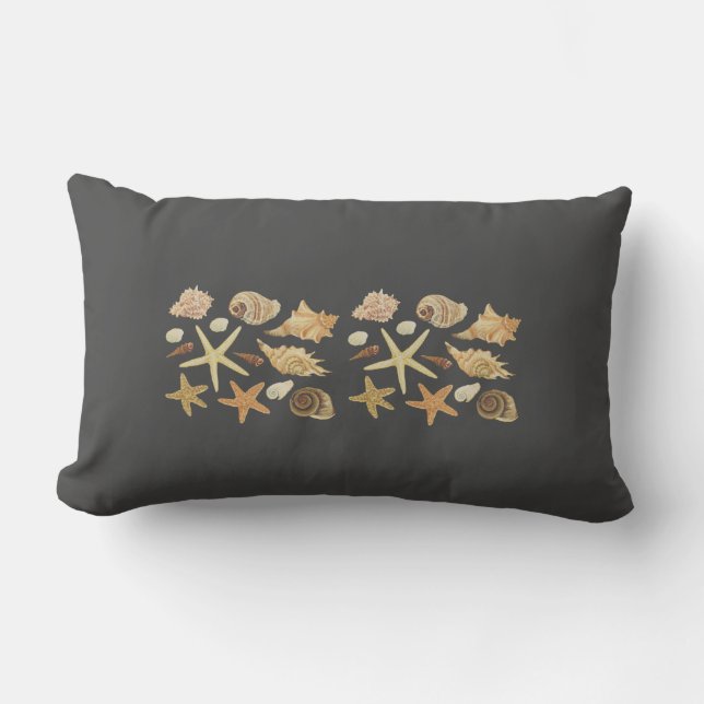 Various seashells starfish lumbar pillow (Front)